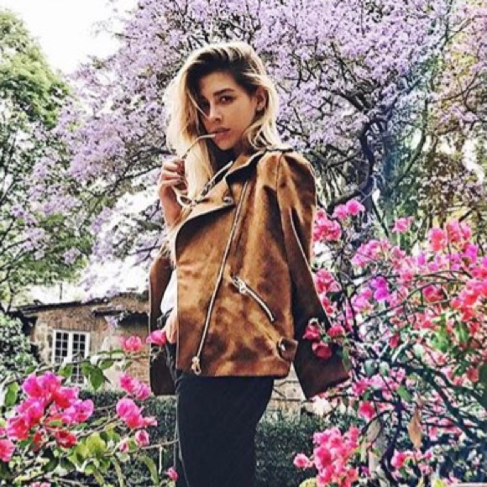 Final H&M Brown Faux Suede Biker Jacket Sz 16